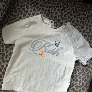 Kith Kids White Tee with Butterfly and Floral Design